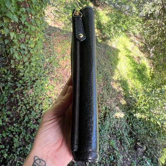 VINTAGE COACH Black Leather Trifold Wallet w Gold Logo Accent AUTHENTIC - Picture 6 of 10